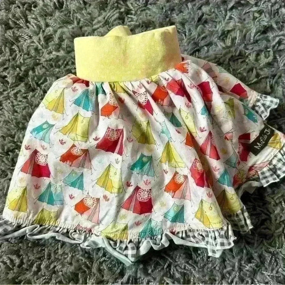 Matilda Jane Yellow/Aqua/Red Camping Tent Skirted Diaper Cover 6 Months - Picture 6 of 6